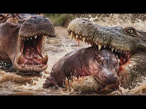 This Baby Hippo Didn’t See It Coming... Crocodile Attack ‪@MistervalTV‬