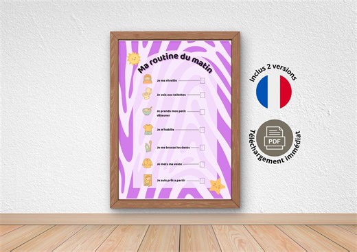 Purple Zebra Children's Morning Routine | Montessori Independence Chart | ADHD Visual Aid | School Organizer PDF - Etsy