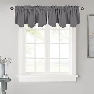 NICETOWN Valance Curtain for Bedroom, Blackout Window Valance for RV Camper - 52 inches by 18 inches Rod Pocket Farmhouse Kitchen Window Tier Drapery Curtain for Basement/Living Room, Grey, 1 Panel