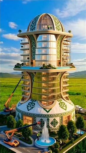 Futuristic Dome Tower Construction Timelapse | Amazing Luxury Tower Build in Nature#shorts