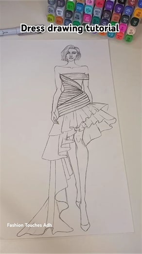 Dress drawing tutorial #drawingtutorial#fashiondesign#fashionillustration#fashionsketches#sketch#art