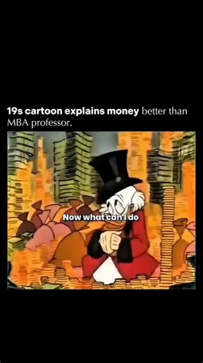 Make Money Online |💡Tips | Business on Instagram: "Scrooge McDuck's explanation of money can be summarized through his actions and lessons in the 1967 short film, Scrooge McDuck and Money, and various comics. He teaches that money is a tool for exchange, but to have real value, it must be put into circulation and invested. He also believes that money not backed by tangible assets, like gold, is worthless. Based on his character, here are the key tenets of Scrooge McDuck's philosophy on money: M