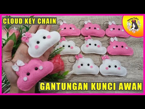 CARA MEMBUAT GANTUNGAN KUNCI DARI KAIN FLANEL TANPA DI JAHIT - BENTUK AWAN KEY HANGING OF FLANEL