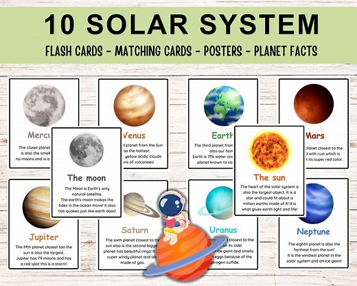 Solar System Planets Flash Cards | Space Flash Cards | Homeschool Printables | Montessori Materials | Digital Kids Flashcards - Etsy