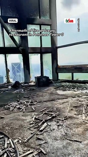 1 Nov 2025: Footage shows the aftermath of a fire that broke out at a luxury restaurant in Petronas Tower 3, earlier this morning. The scene reveals visible damage inside the premises, though firefighters quickly brought the situation under control. No injuries were reported. #theSun #theSunMY #PetronasTower3 #KLCCFire #MalaysiaUpdates | The Sun Malaysia