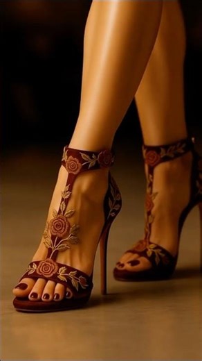 Embroidered Heel. Silk Stride 👠 #fashion #stilettos #couture