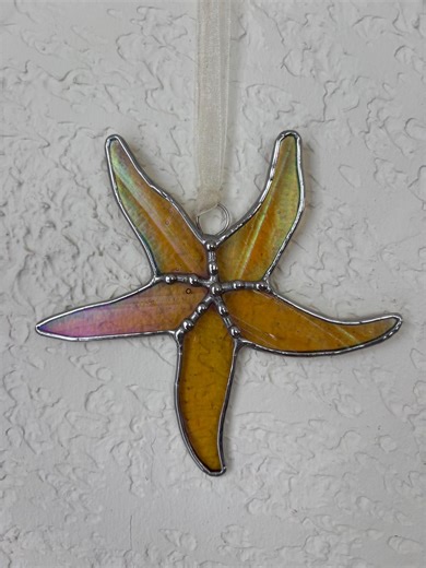 Stained Glass Iridescent Starfish Suncatcher ~ Ocean Decor - Etsy
