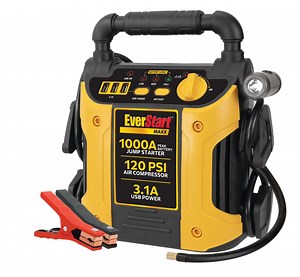 EverStart 1000 Peak Amp Jump Starter with 120 PSI Compressor, Pivoting LED Light, 3X USB Ports