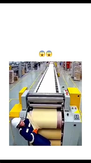 unikk.words on Instagram: "#The post reacts to a carpet repair tutorial with shock emojis and shares a separate video depicting a factory worker dramatically slipping while loading heavy paper rolls into machinery, creating an ironic contrast between quick fixes and industrial hazards. Multiple replies identify AI generation in the video, citing unnatural left-hand movements on a worker—such as rotating unnaturally while appearing to stroke—revealing common deepfake artifacts in viral memes. Pos
