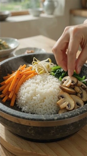 Korean Bibimbap 🍚🥕✨ | Colorful & Satisfying Food Plating