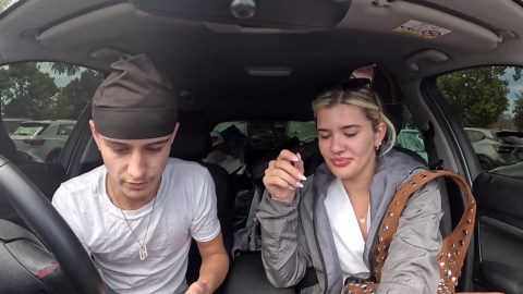 Girlfriend rides her first wheelie bike