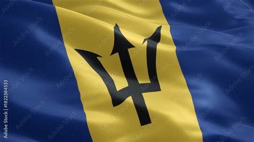 Barbados flag waving gracefully in the wind, a symbol of Caribbean pride and national identity, perfect for travel and cultural projects