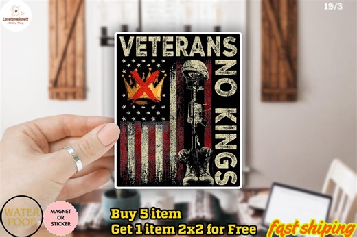 America Protest Veteran No Kings Freedom Sticker/car Magnet, Vinyl Decal - Etsy