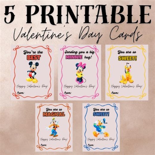 Mickey Mouse Valentine Cards | Kids Classroom Valentines (digital Download) - Etsy