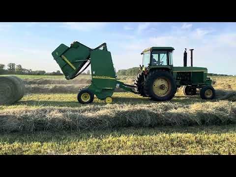 John Deere 4430 and John Deere 457 Round Baler