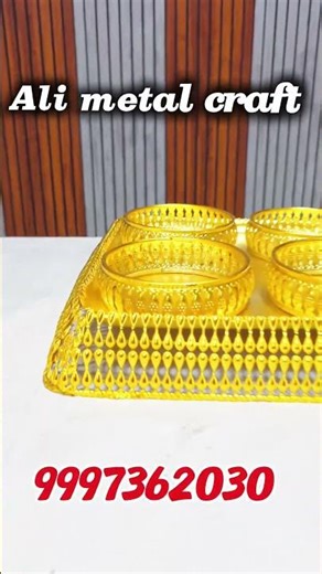 Gold Dry Fruit Box with 4 Compartments, Traditional Design Serving Tray with #alimetalcraft