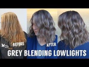 Grey Blending with Lowlights and Tone | Natural Grey Hair Transformation