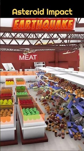Asteroid Impact Earthquake - 3D Supermarket Simulation