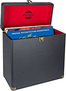 Vintage Vinyl Records Storage Retro Leather Portable Carrying Case for 30+ Records Albums