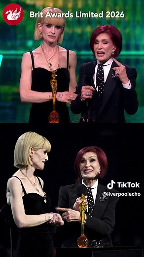 Sharon Osbourne delivered a speech after receiving an award on behalf of Ozzy during the Brit Awards #news #celebrities #celebs #britawards #TV