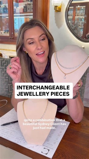 THE CUT JEWELLERY | Custom Rings & Fine Jewellery on Instagram: "Three Custom pieces, multiple styling options for our client. A Custom 17.90ct Oval Cut Tennis Necklace, our handmade box chain in 18ct Rose Gold and a Pear Cut diamond pendant."