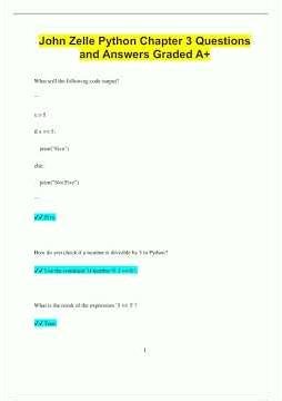 John Zelle Python Chapter 3 Questions and Answers Graded A1313