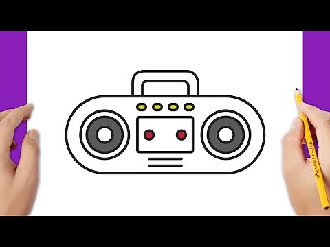 HOW TO DRAW A BOOMBOX EASY / HOW TO DRAW A PORTABLE MUSIC PLAYER EASY