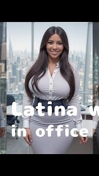 [4K] AI Art LookBook: Curvy Latina Woman in Office - Plus Size Model - Part❹