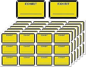 300 Pcs Legal Exhibit Stickers 1.65 x 1 Inches Fluorescent Yellow Color-Coded Exhibit Labels Name Tag Stickers Blank File Folder Labels for Offices Courts Legal Documents Report Dividers