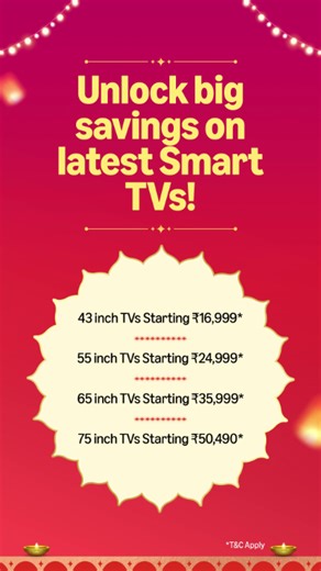 Last few days to grab blockbuster deals on big upgrades! 🧡📦 Shop amazing deals on latest Smart TVs and enjoy festive savings on top picks till the 20th of October only on Amazon Great Indian Festival. 🤩✨ #AmazonGreatIndianFestival #TyohaarNayiKhushiyonKa #FestiveSavings #BlockbusterDeals #ShopNow | Amazon India