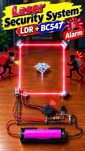 Laser Home Security System Working Model | BC547, LDR & Buzzer Circuit