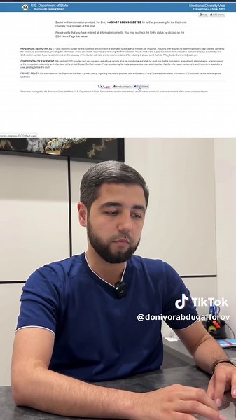 ‘Green card’ ni tekshirish https://dvprogram.state.gov/