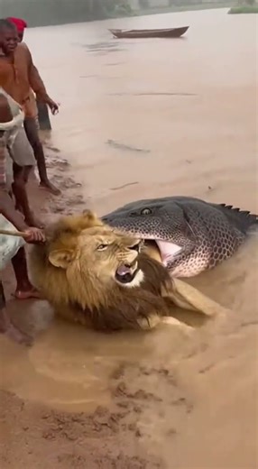 VILLAGERS RESCUE LION From Giant River Monster!😱