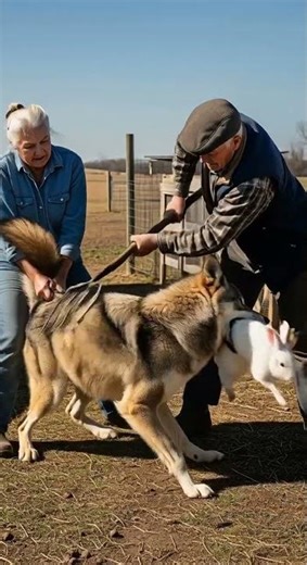 A terrifying moment as a wolf attacks a rabbit– all caught on camera!