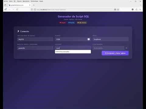 Generador de Script SQL para Oracle, MySQL y SQL Server