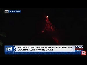 LIVE FEED: Mayon Volcano continuously bursting fiery hot lava that flows from its crater
