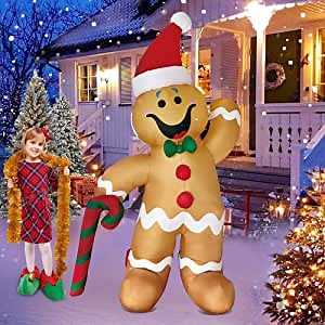 KOOY 6FT Christmas Inflatables Gingerbread Man,Blow up Yard Decorations with LED Light for Xmas,Outdoor Christmas Decorations for Yard Holiday Party Garden Lawn Decor