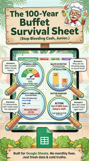 Buffet Restaurant Operations Dashboard | Food Cost Calculator Google Sheets - Etsy