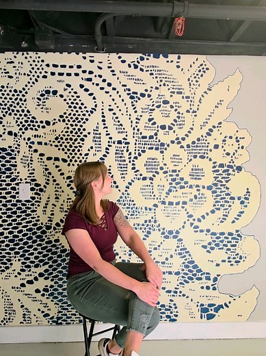 Abstract Dot Mural Painting by Artist