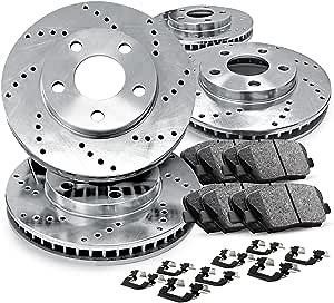 R1 Concepts Front and Rear Brakes and Rotors| Hardware Included| Front and Rear Ceramic Brake Pads and Rotors Kit| Fits 2013-2017 Ford C-Max, 2013-2016 Ford Escape