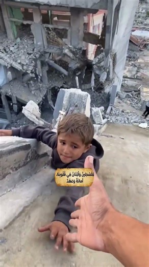 طفل صغير من غزة كان بيتسلق عمارة عالية، إيده بترتعش وعيونه مليانة خوف وبيطلع