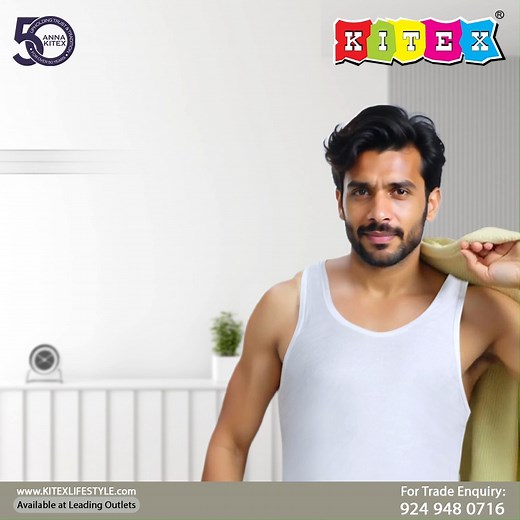 The best vest for any outfit. * Sweat-wicking * Feather-light feeling * Highly breathable fabric * Inherent stretch and flexibility Explore More : http://bit.ly/4lV9A4K #kitex #kitexlifestyle #kitexofficial #kitexvest #mensvest #sleevelessvest #cottonvest #stylish #innerwear #men #vest #confidence #soft #quality #shop #online #buynow #style #trend #kerala #keralagodsowncountry #kerala360 #instagram #instagrampost #facebookpost | Kitex Lifestyle