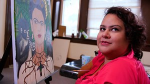 8.9K views · 317 reactions | Monserrat Moran's eye-catching paintings of Frida Kahlo can take months to create; a single finger on her left arm helps guide her precise brush strokes. | Localish | Facebook