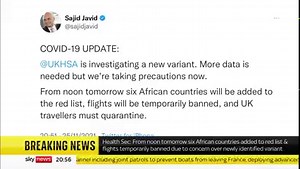 98K views · 558 reactions | BREAKING: Travellers arriving from several southern African countries will have to quarantine amid warnings over a new #COVID variant, the Health Secretary Sajid Javid has announced. Latest here: https://trib.al/8LunhZv | Sky News | Facebook