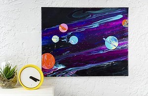 3.5K views · 40 reactions | Make out-of-this-world wall art using DecoArt Pouring Medium and Clear Pouring Topcoat. This is also a great way to use your leftover acrylic skins! | DecoArt | Facebook