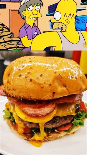 Can I actually finish this monster Simpsons burger #challenge #mukbang