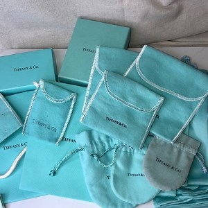 TIFFANY Co Blue Jewelry Drawstring Bag, Blue Felt Bag, Blue Empty Box Gift Box