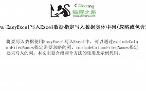 Java EasyExcel写入Excel数据指定写入数据实体中列(忽略或包含)的方法