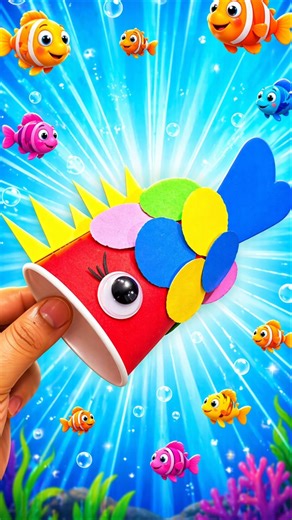 Fish Craft idea For kids | How To Make Fish Using Paper Cup #shortsfeed #shorts #craft #viral #diy