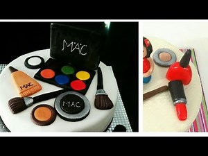 MAKEUP Cake/Cupcake toppers. How to make Cosmetic Cake Toppers with Fondant